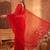 Red floral embroidered poly georgette designer saree