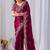 Maroon floral embroidered designer saree
