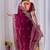 Maroon floral embroidered designer saree