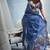 blue munga cotton blend handloom weaving festive wear saree