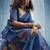 blue munga cotton blend handloom weaving festive wear saree