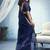 navy bule munga cotton blend handloom weaving festive wear saree