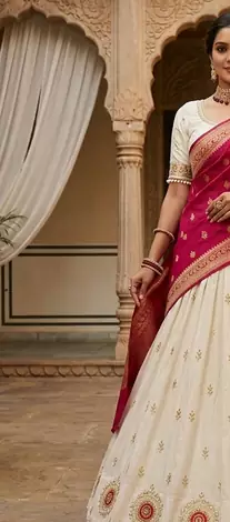 white embroidered party wear lehenga