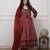Maroon cotton floral printed ethnic kurta set with dupatta