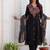 Black cotton geometric printed ethnic kurta set with dupatta