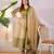 Green cotton geometric printed ethnic kurta set with dupatta
