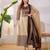 Brown cotton geometric printed ethnic kurta set with dupatta