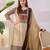 Brown cotton geometric printed ethnic kurta set with dupatta