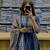 Blue cotton geometric printed ethnic kurta set with dupatta