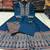 Blue cotton geometric printed ethnic kurta set with dupatta