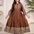 Brown cotton geometric printed ethnic kurta set with dupatta