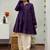 Purple cotton dots printed short ethnic kurta set