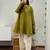 Green cotton dots printed short ethnic kurta set