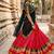 Women's Rani Pink Pleated Silk Lehenga Choli with Contrast Dark Green Blouse Piece and Dupatta
