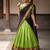 Women's Pista Green Plain Silk Flared Lehenga with Heavy Contrast Black & Golden Zari Border Lehenga Choli Set
