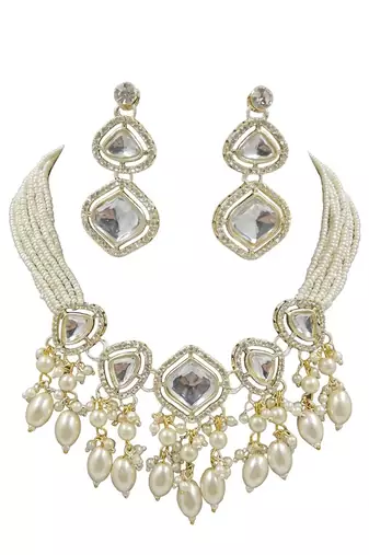 Classic kundan pearl drops set