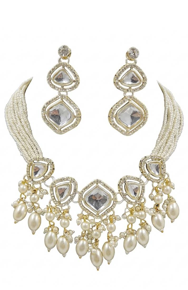Classic kundan pearl drops set