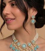 Mint blue pearl choker set