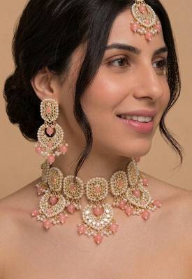 Peach Pink kundan Necklace set 2
