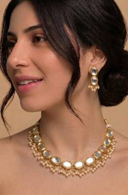 Gold Kundan Pearl Necklace Set 2
