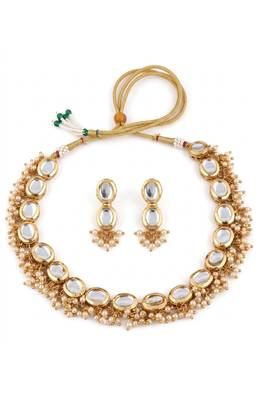 Gold Kundan Pearl Necklace Set 3