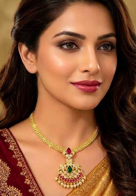 Ruby And Emerald Antique Gold Necklace 1
