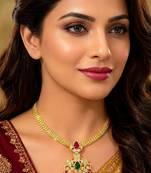 Ruby And Emerald Antique Gold Necklace