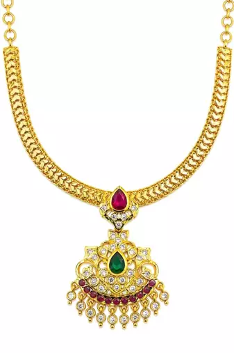 Ruby And Emerald Antique Gold Necklace
