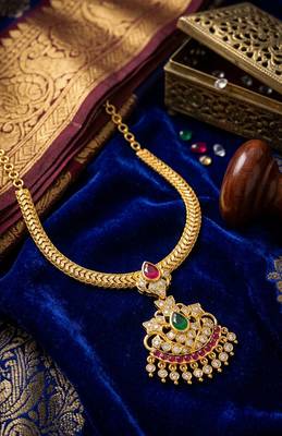 Ruby And Emerald Antique Gold Necklace 4
