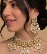 Royal Gold Pearl Bridal Necklace Set