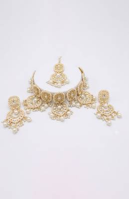 Royal Gold Pearl Bridal Necklace Set 3