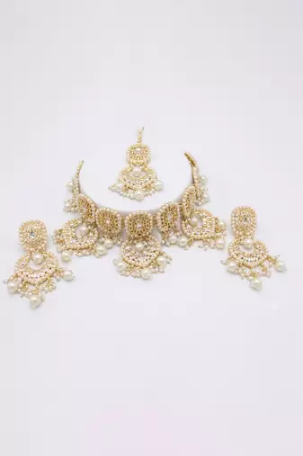 Royal Gold Pearl Bridal Necklace Set