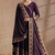 Wine embroidered angrakha flared anarkali kurta pant and dupatta set