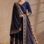Navy blue embroidered angrakha flared anarkali kurta pant and dupatta set