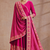Rani pink embroidered angrakha flared anarkali kurta pant and dupatta set