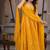 Yellow anarkali kurta set with pant and dupatta for women