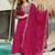 Trendy rani pink embroidered kurti pant with dupatta set