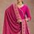 Rani pink embroidered angrakha flared anarkali kurta pant and dupatta set