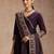 Wine embroidered angrakha flared anarkali kurta pant and dupatta set