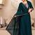 Women's heavy embroidered yoke neck flared kurti pant set with lace border dupatta
