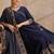 Navy blue embroidered angrakha flared anarkali kurta pant and dupatta set