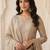 Classy beige heavy embroidered flared kurti with pant & dupatta set