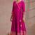 Rani pink embroidered angrakha flared anarkali kurta pant and dupatta set