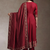Maroon embroidered angrakha flared anarkali kurta pant and dupatta set