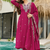 Trendy rani pink embroidered kurti pant with dupatta set