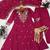 Trendy rani pink embroidered kurti pant with dupatta set