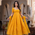Yellow anarkali kurta set with pant and dupatta for women