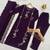 Wine floral embroidered round-neck georgette straight kurta with trousers & dupatta