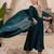 Women's heavy embroidered yoke neck flared kurti pant set with lace border dupatta