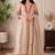 Women beige floral embroidered silk blend kurta with trouser pant & dupatta set